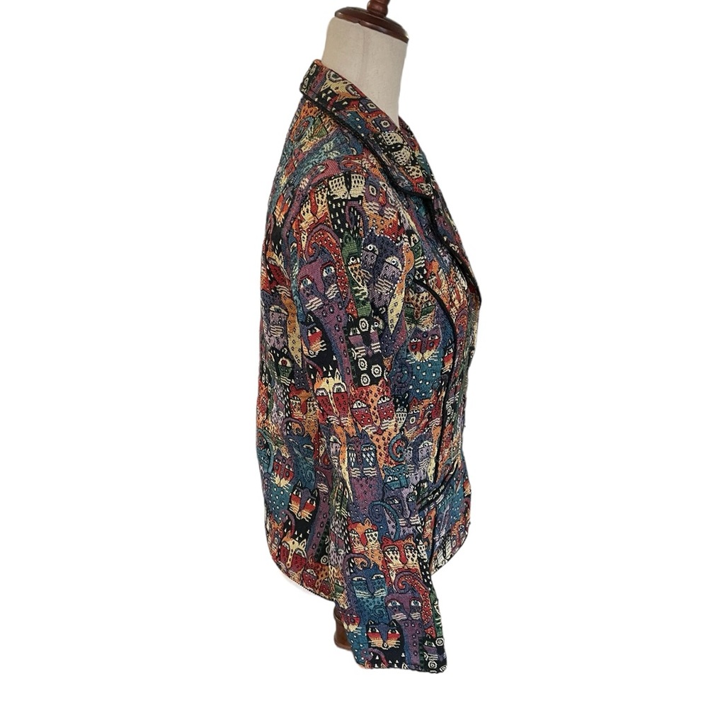PARSLEY & SAGE Vintage Cat Tapestry Beaded Blazer Jacket - Picture 3 of 16